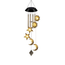 Carillon solaire d'extérieur – Motif soleil/lune/étoile, guirlande lumineuse étanche, cadeau idéal pour décorer le jardin ou la cour (maman,