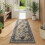 Bohemian geometric floral runner rug 2 ft x 6 ft grey 2