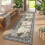 Bohemian geometric floral runner rug 2 ft x 6 ft grey 3