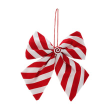 Nœuds en velours pour sapin de Noël, ruban décoratif en tissu à rayures rouges pour décoration de Noël