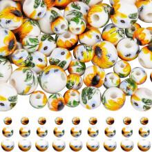 Ceramic flower beads yellow sunflower6mm8mm10mm100pcs