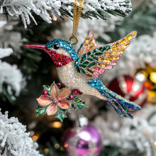 Ornamento natalizio scintillante a tema uccellino – Decorazione per albero in vetro da 3,15", ghirlanda/ghirlanda, regalo di Natale – Compatibile