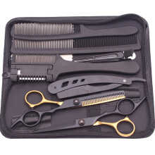 Ciseaux de coiffure 6' JP en acier inoxydable, ciseaux Ă effiler, kit de coupe de cheveux, peigne et rasoir inclus, livraison directe C1001