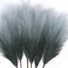 6 st konstgjorda pampasgräsarrangemang - 45 cm konstgjorda fluffiga, pompösa grässtjälkar för elegant hem- och bröllopsdekoration (ljusgrå