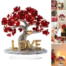 Décoration en acrylique « Arbre de l'amour » pour la Saint-Valentin (1 pièce, 20 cm) – Convient pour la maison, la ferme, les fêtes et les