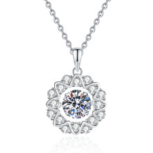 Κολιέ Moissanite με νιφάδα χιονιού και καρδιές από ασήμι 925 – Ρομαντικό