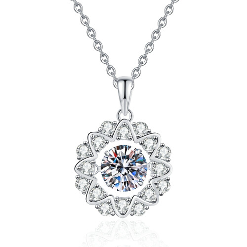 Κολιέ Moissanite με νιφάδα χιονιού και καρδιές από ασήμι 925 – Ρομαντικό