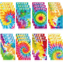 Lot de 24 mini carnets tie-dye 6 x 10 cm, carnets à spirale de poche, vierges, motifs pastel, parfaits pour les fêtes sur le thème tie-dye.