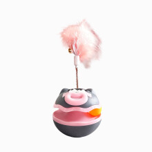 Interactive Cat Toy Feather Bell Tumbling Ball Gray