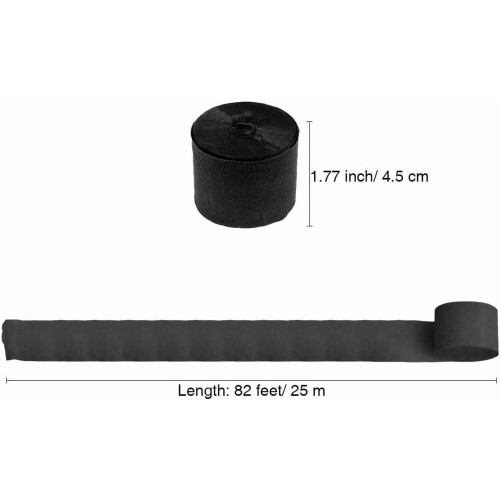 Μαύρες σερπαντίνες από χαρτί κρεπ 4 ρολά, 1,8" x 328ft – Διακόσμηση πάρτι & DIY 1