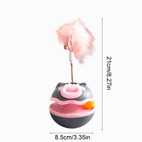 Interactive Cat Toy Feather Bell Tumbling Ball Gray 2