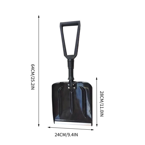 Folding Snow Shovel D-Handle Aluminum Blade 25x9in Black 1