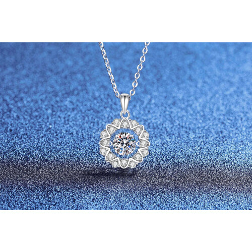 Κολιέ Moissanite με νιφάδα χιονιού και καρδιές από ασήμι 925 – Ρομαντικό 2