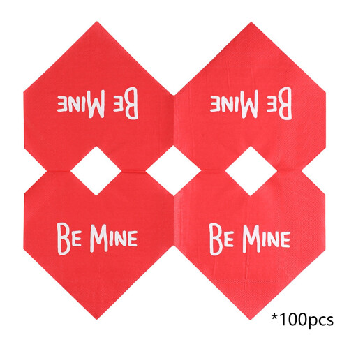 Hjerteformede papirservietter, røde, 5-pak (100 ark) 1
