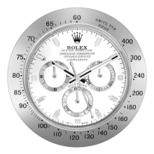 Rolex Daytona Style Silver & White | Wall Clock