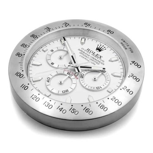 Rolex Daytona Style Silver & White | Wall Clock 1