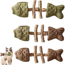 Tuggleksak för katt, naturlig fiskbensform, 3 delar