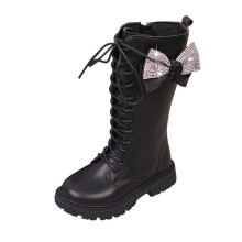 Botas para niños pequeños, botas de cuero modernas, planas, cómodas, con suela suave, calzado infantil para jugar, botas para niñas, Z06Black,