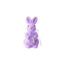 Beflockter Osterhase, lila Plüschhasenfigur für Osterdekoration, Kindergeschenk, Heimdekoration, festliche Tischdekoration – Lila