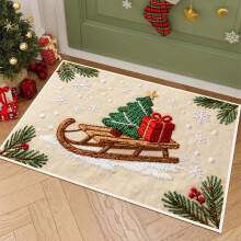 Tapete de Natal 60x40cm – Antiderrapante, Absorvente e Retentor de Sujeira, Tapete de Boas-Vindas para Ambientes Internos com Estampas Festivas