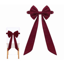 Nœuds de Noël extra larges en velours bordeaux (50 x 75 cm) – Décorations de chaises, de sapins, de couronnes et de murs – Couleur vin –
