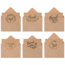 Cartes de remerciement en papier kraft kaki vierge, motif Saint-Valentin, lot de 16.