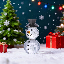 Ornement de Noël bonhomme de neige en verre cristal - Décoration de Noël élégante aux reflets scintillants