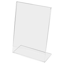Sign Holders 3.5x5 Inch - 6 Pack Clear Acrylic Table Tent Frames - Slanted Desk Display for Menus, Advertisements, Photos & Notices - Side Load