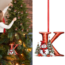 Pendentif sapin de Noël AZ (sauf H et V) – Lettres à suspendre personnalisées à faire soi-même, compatibles avec les décorations de Noël
