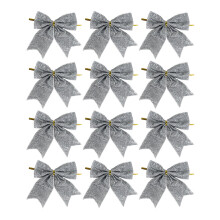 Lot de 12 nœuds de Noël en velours (8,9 x 9,9 cm), nœuds en ruban à nouer pour sapin, cadeaux, mariages et fêtes – Compatibles avec les