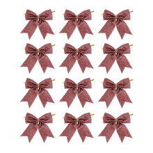 Lot de 12 nœuds de Noël en velours (8,9 x 9,9 cm), nœuds en ruban à nouer pour sapin, cadeaux, mariages et fêtes – Compatibles avec les