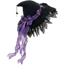 Witch Hat, Gothic Lace Witch Hat for Halloween, Lolita Bow Lace Princess Hat Cosplay Witch Cap Spooky Party Hat for Adults