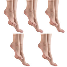 5 Pairs Lightweight Breathable Nylon Stockings for Women Antislip Elastic Cuffs Super Thin Sheer Ankle High Socks Gift
