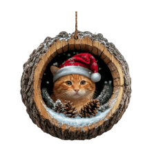 Goowood Christmas cat ornament flat 2D orange pendant