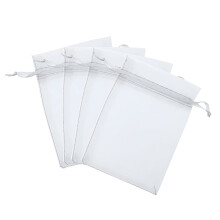 Málaí bronntanais Organza bán le sreangán tarraingthe 1 phíosa 4.72x3.54x0.4 orlach