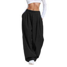 Dámské široké ležérní kalhoty volného střihu, streetwear kalhoty