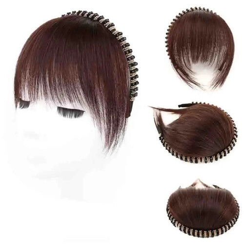 Fascia per capelli con cristalli e frangia liscia in capelli umani. 1
