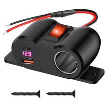 Dual QC 3.0 USB and Cigarette Light Car Quick Charger Socket