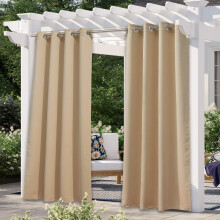Waterproof Patio Curtains 95" L x 52" W, Blackout UV-Resistant for Porch/Pergola/Gazebo, Biscotti Beige