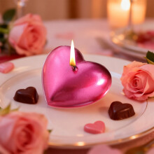 Valentine's Day Heart-Shaped Soy Wax Tea Lights, Aromatherapy Scented Candles, 2x1.6" Hot Pink Decorative Candles for Gifting