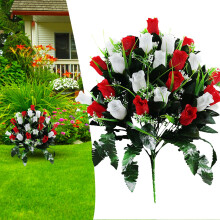 Artificial Rose Bouquets for Cemetery Decoration & Memorial – Compatible with Grave Markers