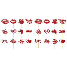 24PCS Valentine's Day Cupcake Toppers – Glitter Love Heart Decorations for Birthday, Wedding, Engagement, Bridal & Party Cakes