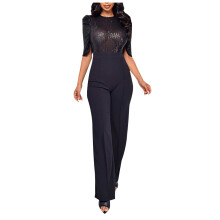 Shimmering Women's Sequin Romper, Off-Shoulder, High-Waisted, Sleeveless, Slim Fit, Solid Black – Compatible with All Day Wear