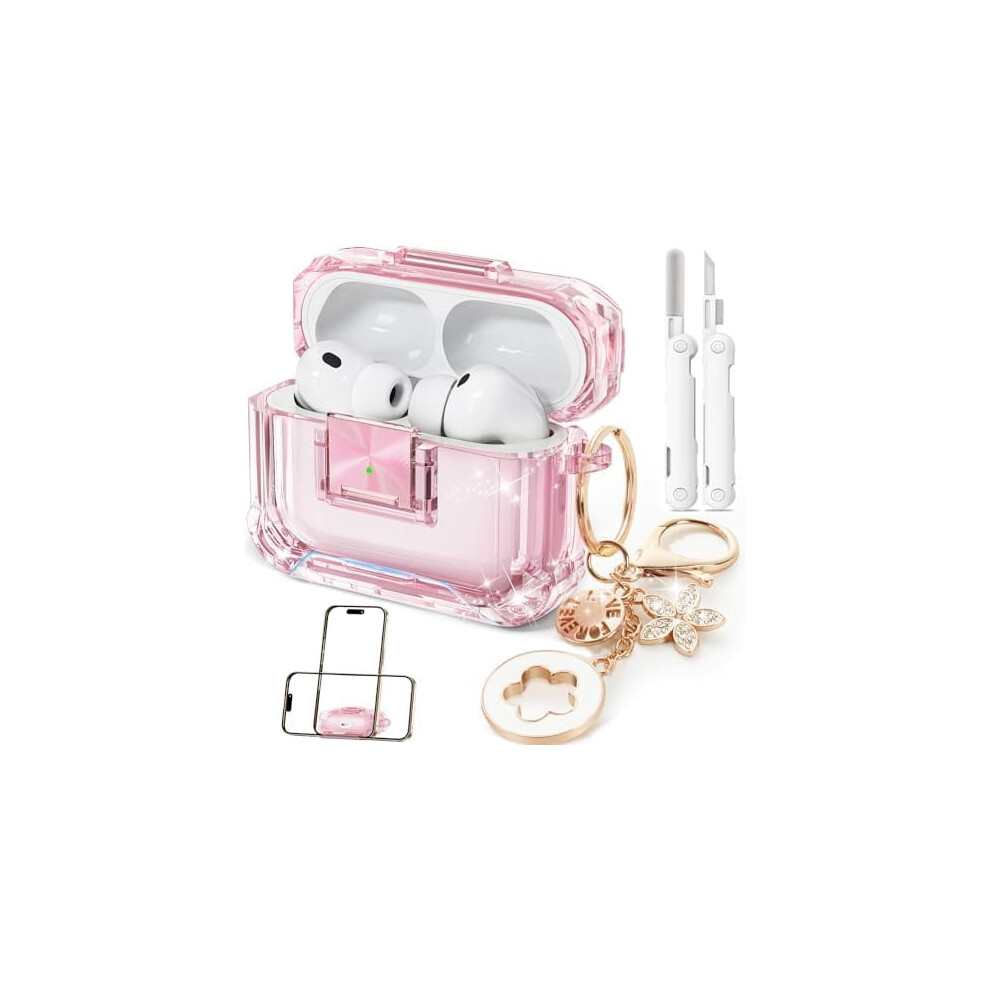 Clear Soft Tpu Case With Safety Lock, Bling Keychain & Cleaner Kit For Airpods Pro 3 (2025) – Compatible With Airpods Pro 3Rd Gen 9083649381069