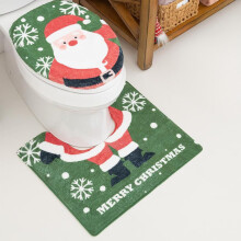 Ensemble de tapis de bain de Noël en fausse laine pelucheuse 2 pièces