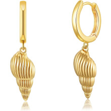 Huggie Earrings for Women 14K Gold Plated Beach Theme Drop