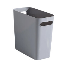 Slimmad soptunna för badrum, kompakt plast för hem, studentrum, kontor – grå, 25 x 13 x 23 cm, med utskurna handtag