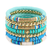 Fashion Colorful Beaded Bracelet Elastic Bracelet Soft Clay Stacking Bracelet Suitable for Casual and Party Wear