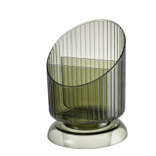 Organisateur/porte-pinceaux de maquillage, vert transparent, 3 compartiments pour pinceaux de maquillage, stylos, crayons
