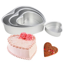 Set di stampi per torte a forma di cuore YujiCraft con fondo rimovibile, stampi in alluminio da 4, 6, 8 e 10 pollici per feste di compleanno e